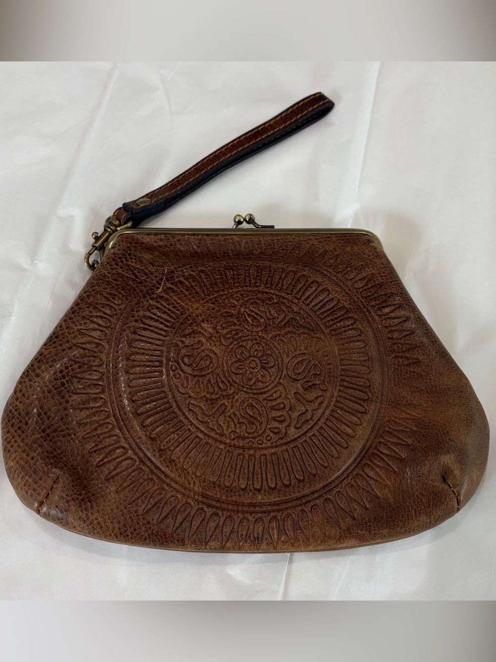 Patricia Nash Brown Leather Wristlet Clutch
